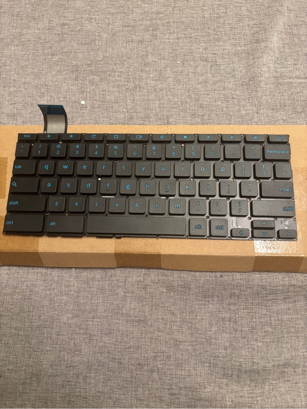 Laptop Replacement Keyboard — Black with Cyan Key Legends